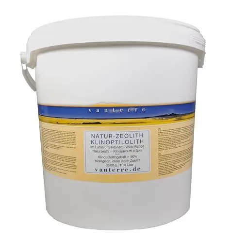 Produktbild: - v a n t e r r e - 5500g / 10,8 Liter Premium Natur-Zeolith-Klinoptilolith Pulver ø 9 µm Jetmill Vermahlung, Tribomechanisch mikronisiert und zweifach Thermisch aktiviert